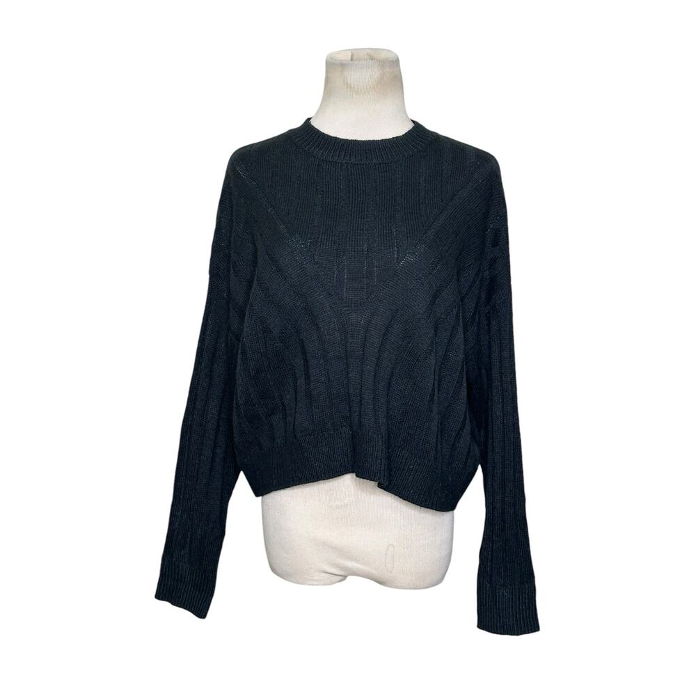 Shein black long sleeves oversize crop sweater size Small